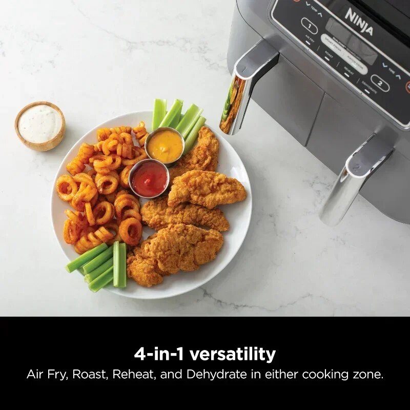 8 Qt 4-in-1 Air Fryer with 2-Basket, featuring DualZone™ Technology, DZ100WM image 5
