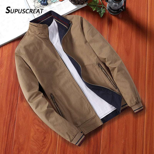 Men's Windbreaker Cotton Zipper Jackets Men Baseball Pilot Bomber Jacket Casual image 0