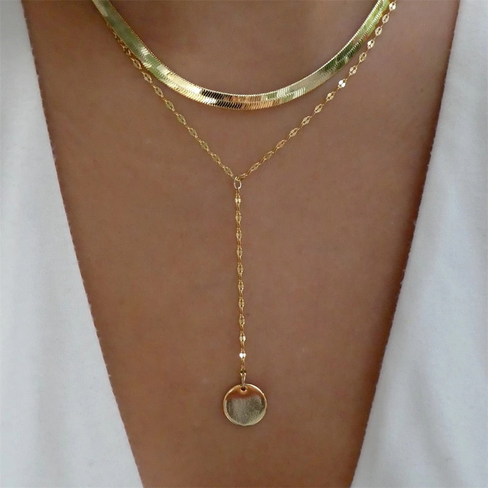 Bls-miracle Fashion Gold Color Heart-Shaped Necklace For Women Trendy Multi-Lay image 4