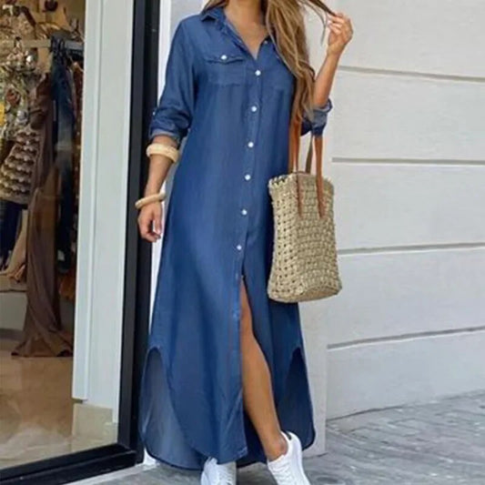 Women Long Sleeve Shirt Dress Spring Autumn Casual Boho Printed Dresses Fashion image 0