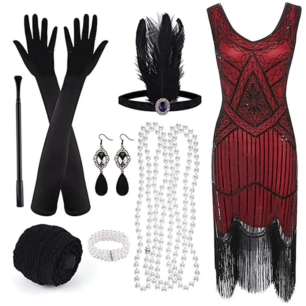 Retro 20s 1920s Flapper Dress Outfits Flapper Headband The Great Gatsby Women's image 8