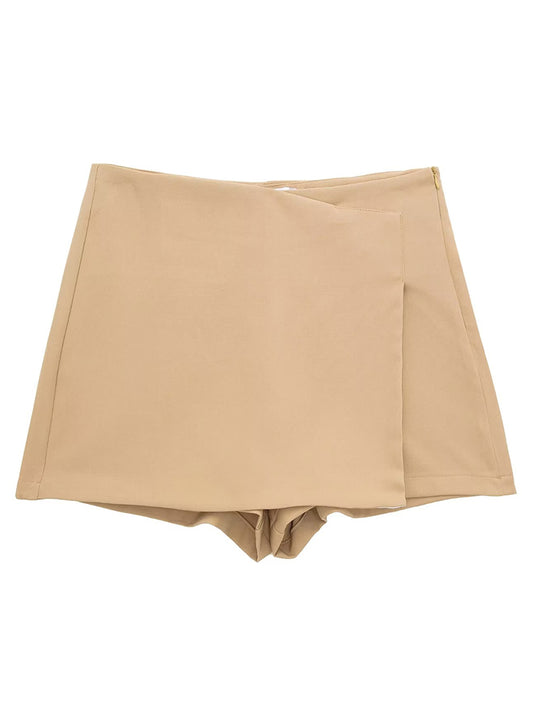 Willshela Women Fashion Solid Asymmetrical Side Zipper Skirts Shorts Vintage Hi image 0