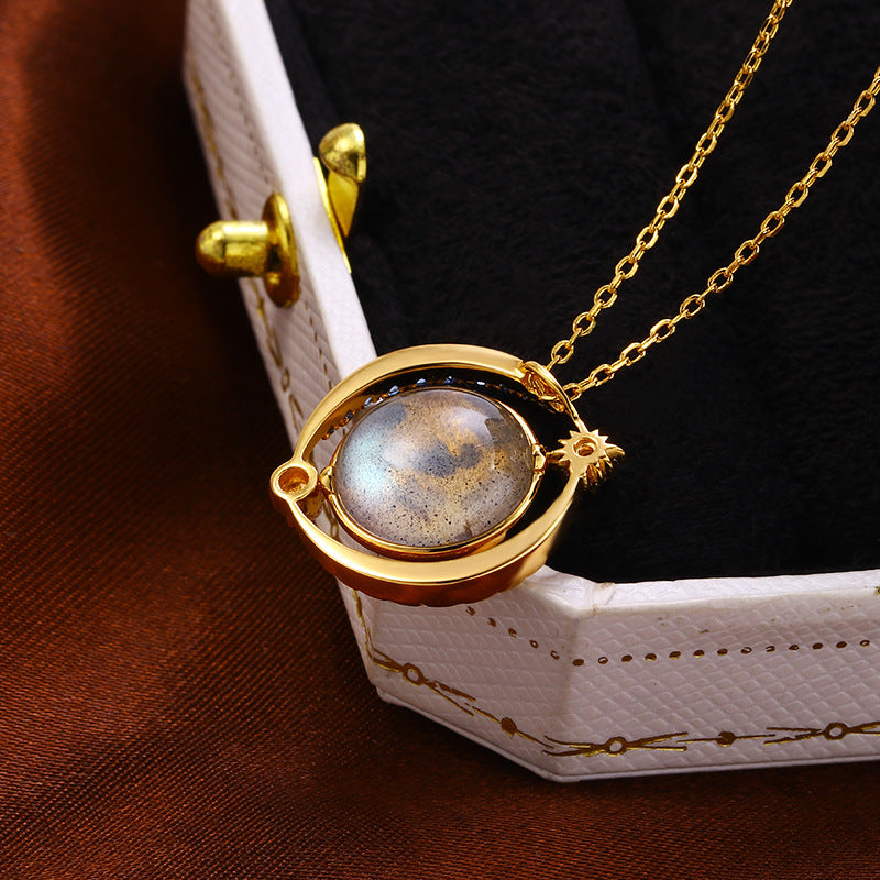 LAMOON Trendy Necklace for Women Natural Labradorite Chain 925 Silver K Gold Pl image 1