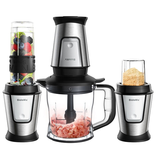 BioloMix 3-in-1 Multifunctional Food Processor 700W Portable Juicer Blender Per image 0