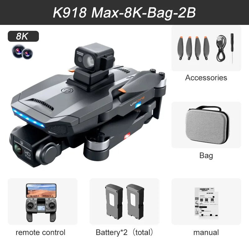 2023 New K918 MAX GPS Drone 4K Professional Obstacle Avoidance 8K DualHD Camera image 1