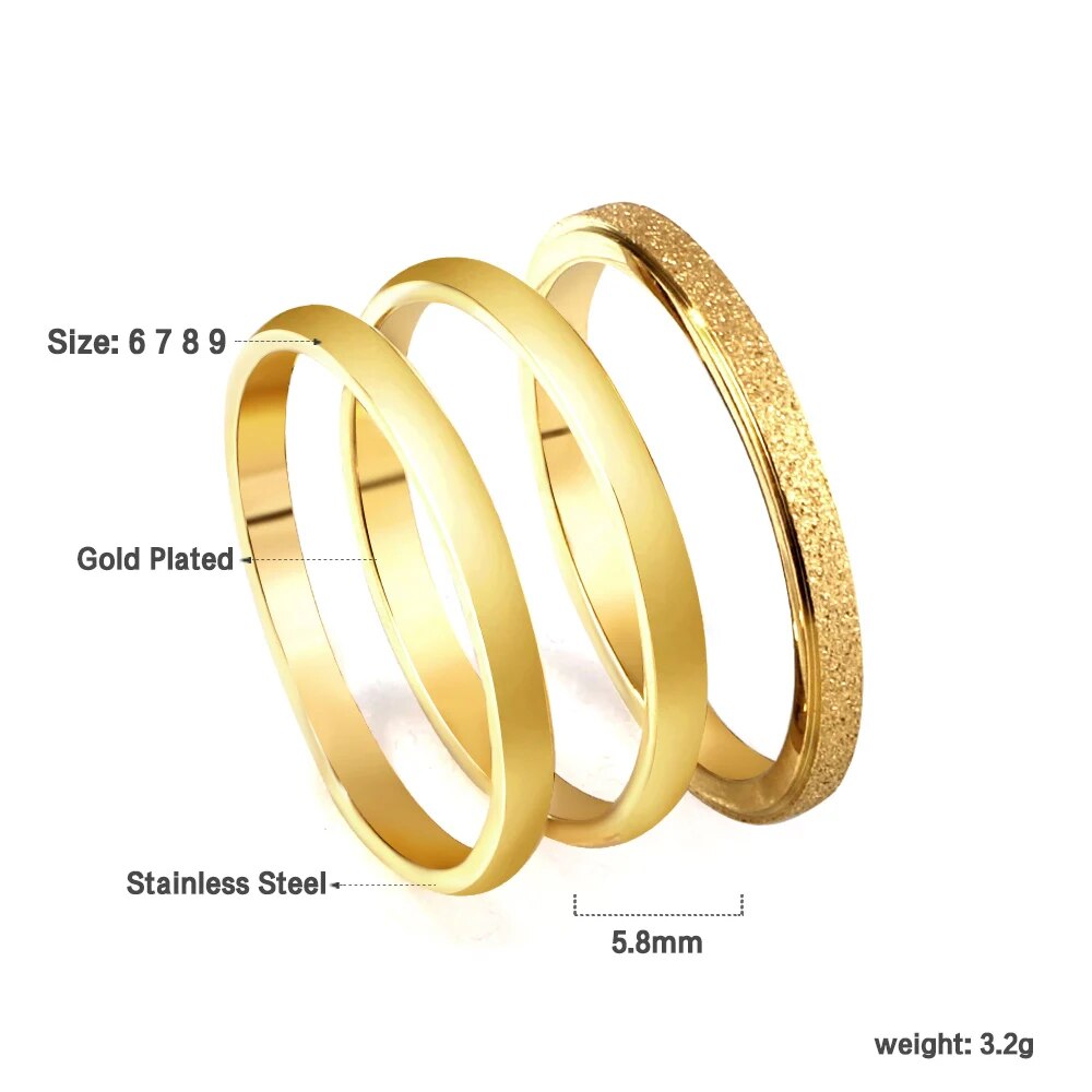 LUXUSTEEL Romantic Double Hollow Heart Rings for Women Stainless Steel Golden M image 2