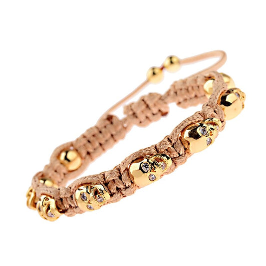 Luxury 8 Skull Skeleton Bead Bracelets Men Classic Unique Boho Gold Color image 0