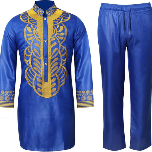 African Dress For Men Soft Loose Top Pants Wedding Suits For Men image 0