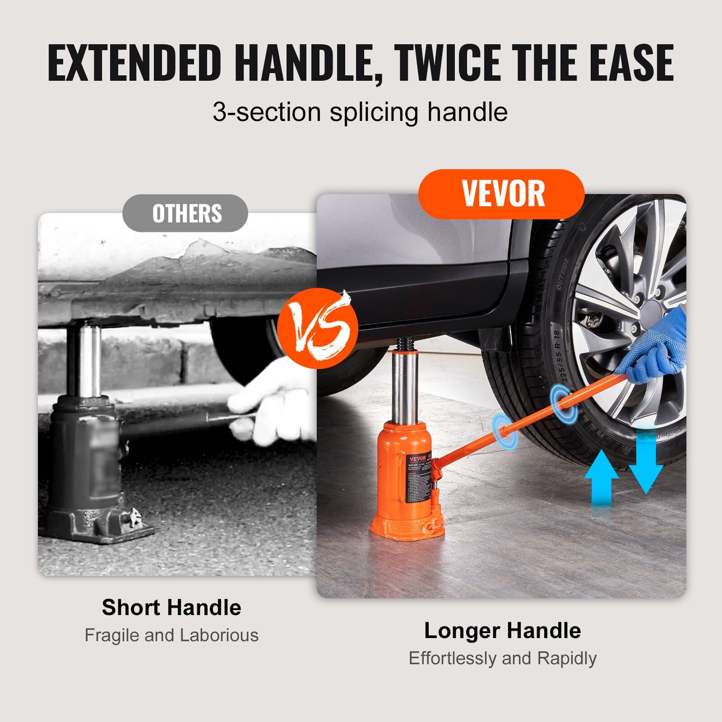VEVOR Hydraulic Bottle Jack 20 Ton/44092 LBS All Welded Bottle Jack for Car Pic image 6