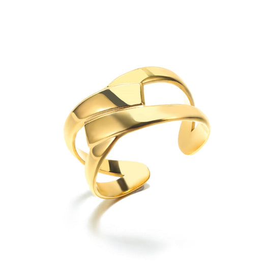GATTVICT Punk Cross knight Open Stainless Steel Queen Rings Minimalist Gold image 0