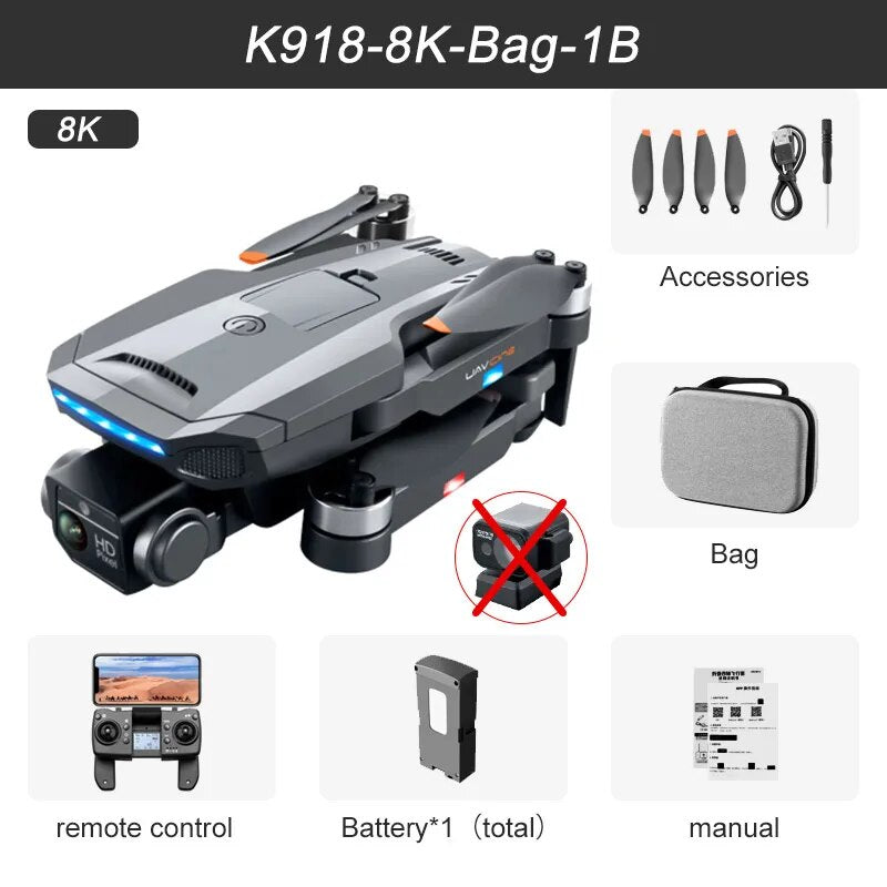 2023 New K918 MAX GPS Drone 4K Professional Obstacle Avoidance 8K DualHD Camera image 7