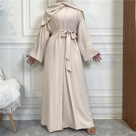 Modest Women Open Abaya Kaftan Dubai Turkey 2 Piece Muslim's Set Luxury Islam R image 0
