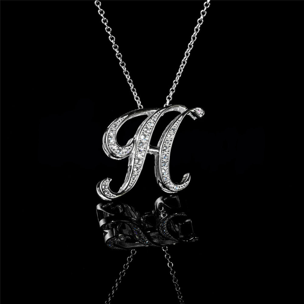 ANDYWEN 925 Sterling Silver Gold Long Chain Alphabet 26 Leter A W Pendant K H I image 28