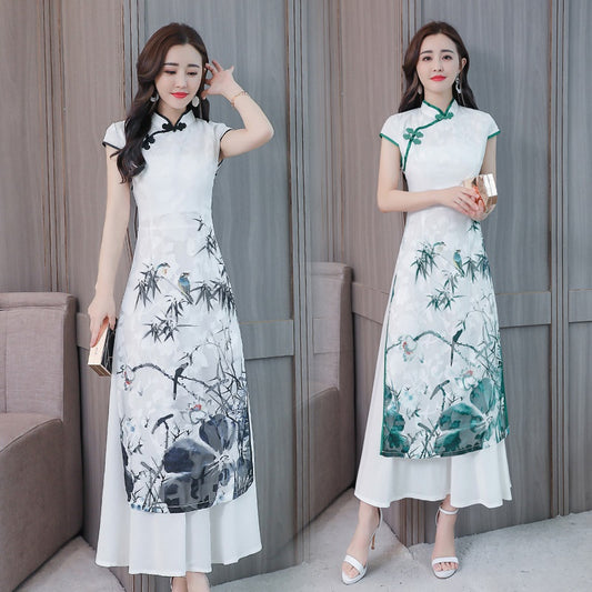 Vietnam Traditional Dress Women Summer 2020 Cheongsam Oriental Dress Chinese St image 0