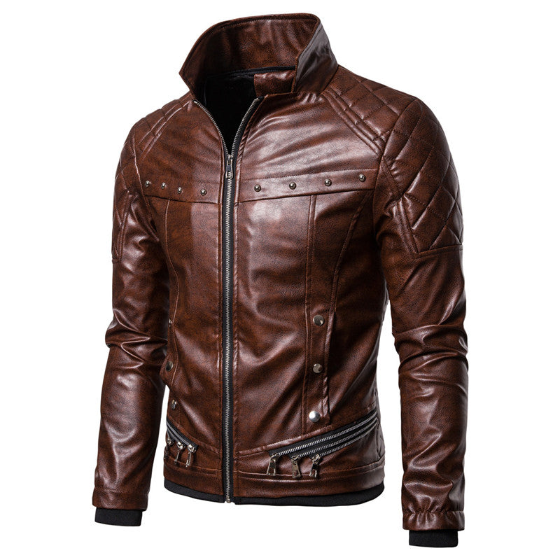 New Winter Fleece Motorcycle Leather Jacket Men Turn Down Fur Collar Slim Fit W image 6