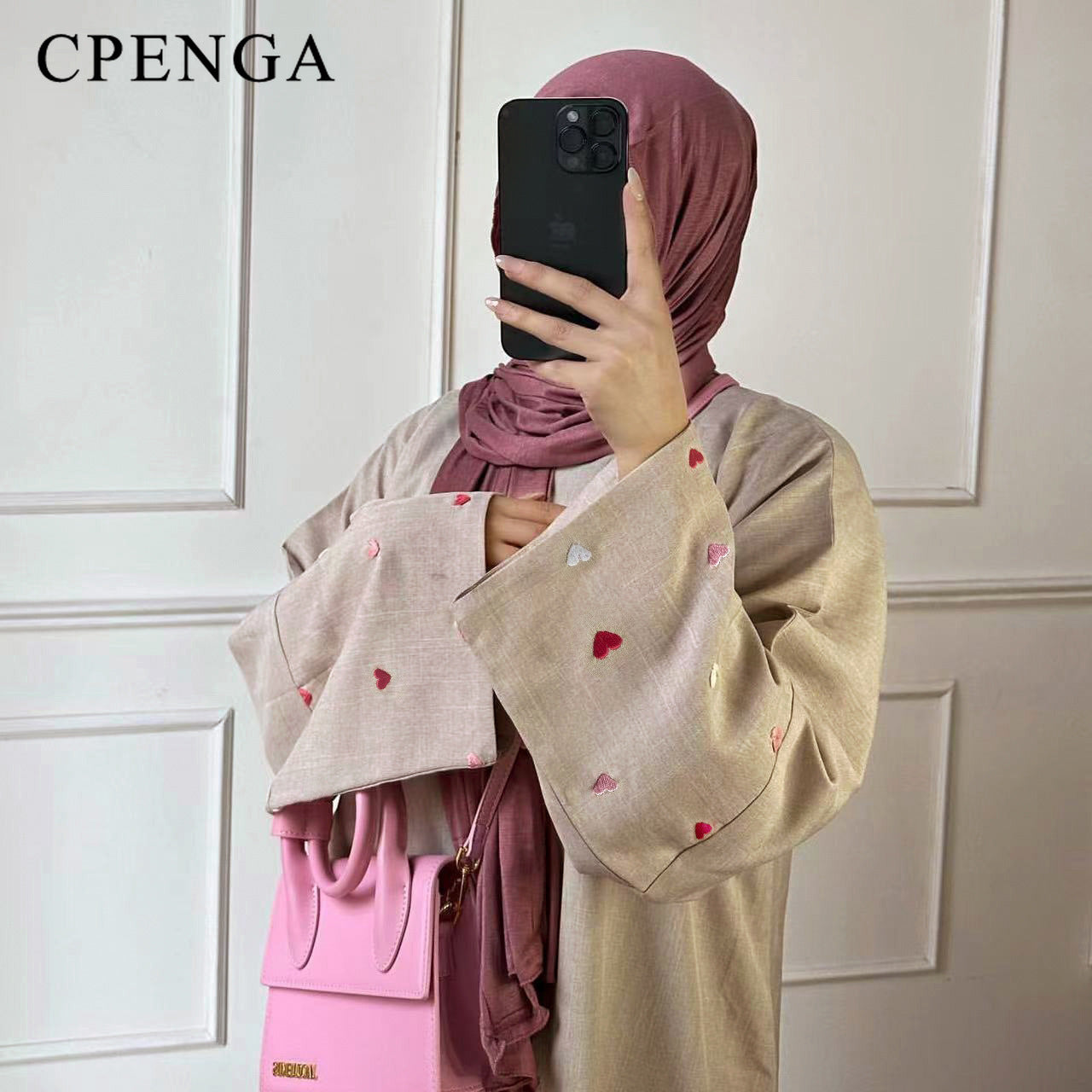 Fashion Love Embroidery Open Abaya for Women Dubai 2024 New Plain Kimono Muslim image 6