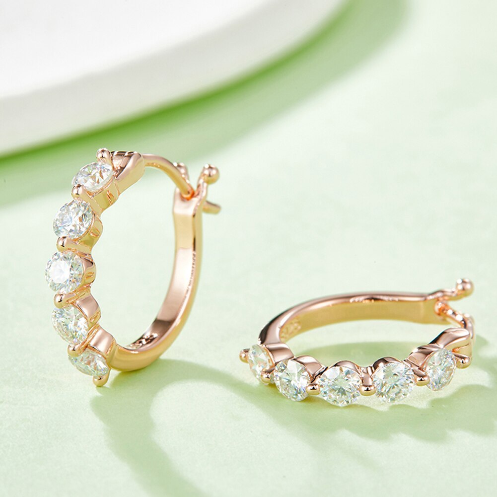 GEM'S BALLET 925 Sterling Silver Moissanite Hoop Earrings 14k Gold Earrings, Hy image 6