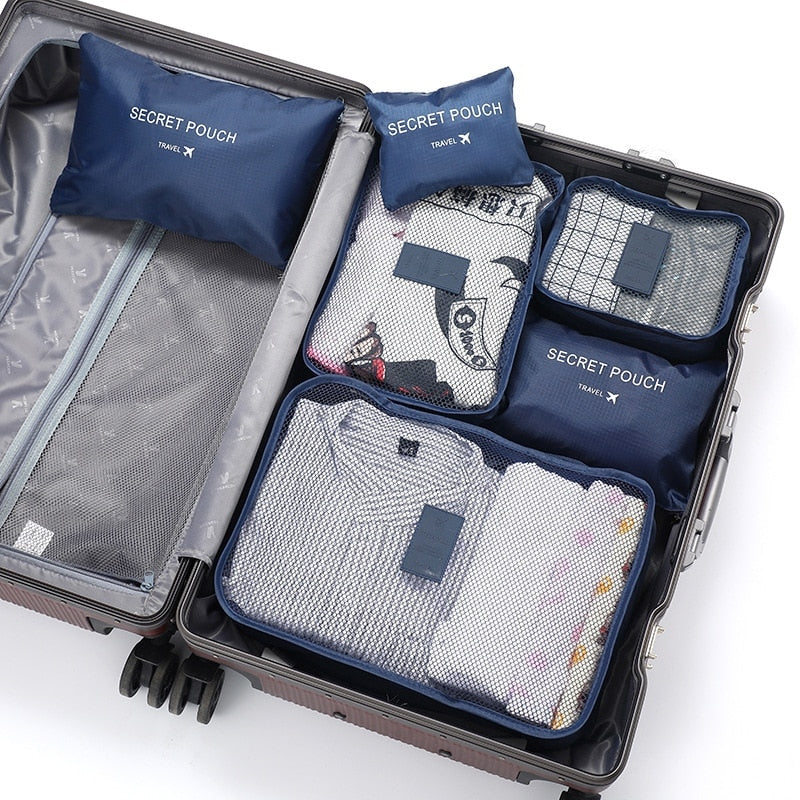 6 Pcs Travel Clothes Storage Waterproof Bags Portable Luggage Organizer Pouch P image 1