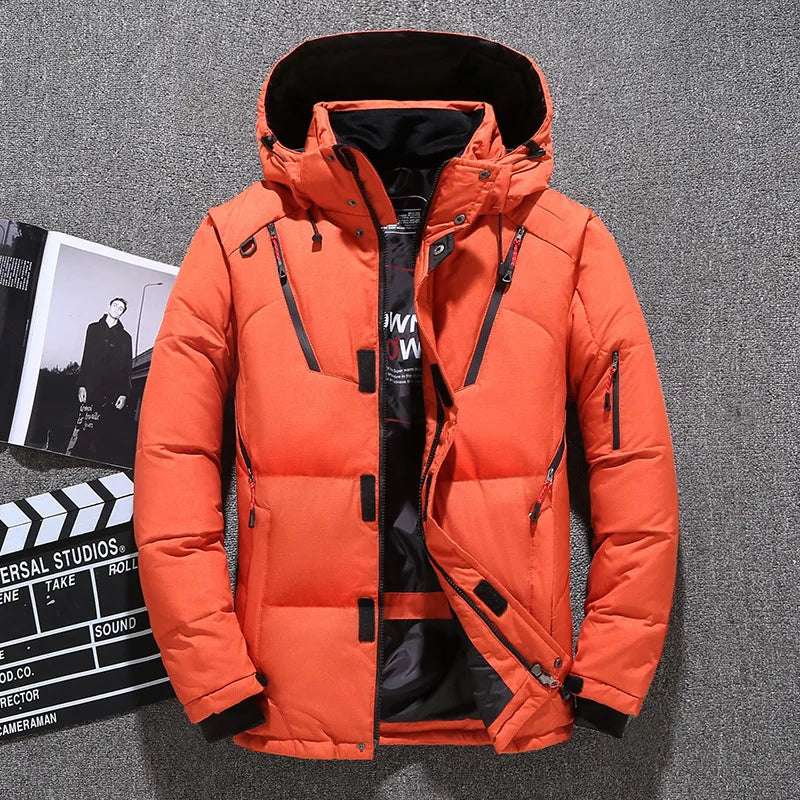 Down Jacket Men White Duck Winter Coat Windproof Warm Parkas Travel Camping Ove image 0