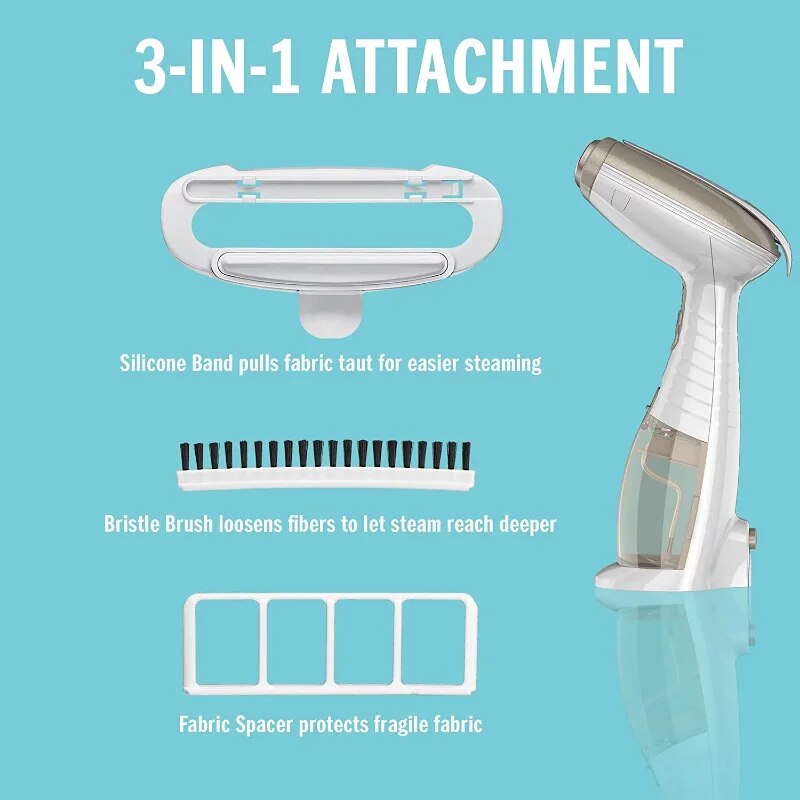 Handheld Garment Steamer for Fabric, Turbo ExtremeSteam 1875W, White/Champagne image 4