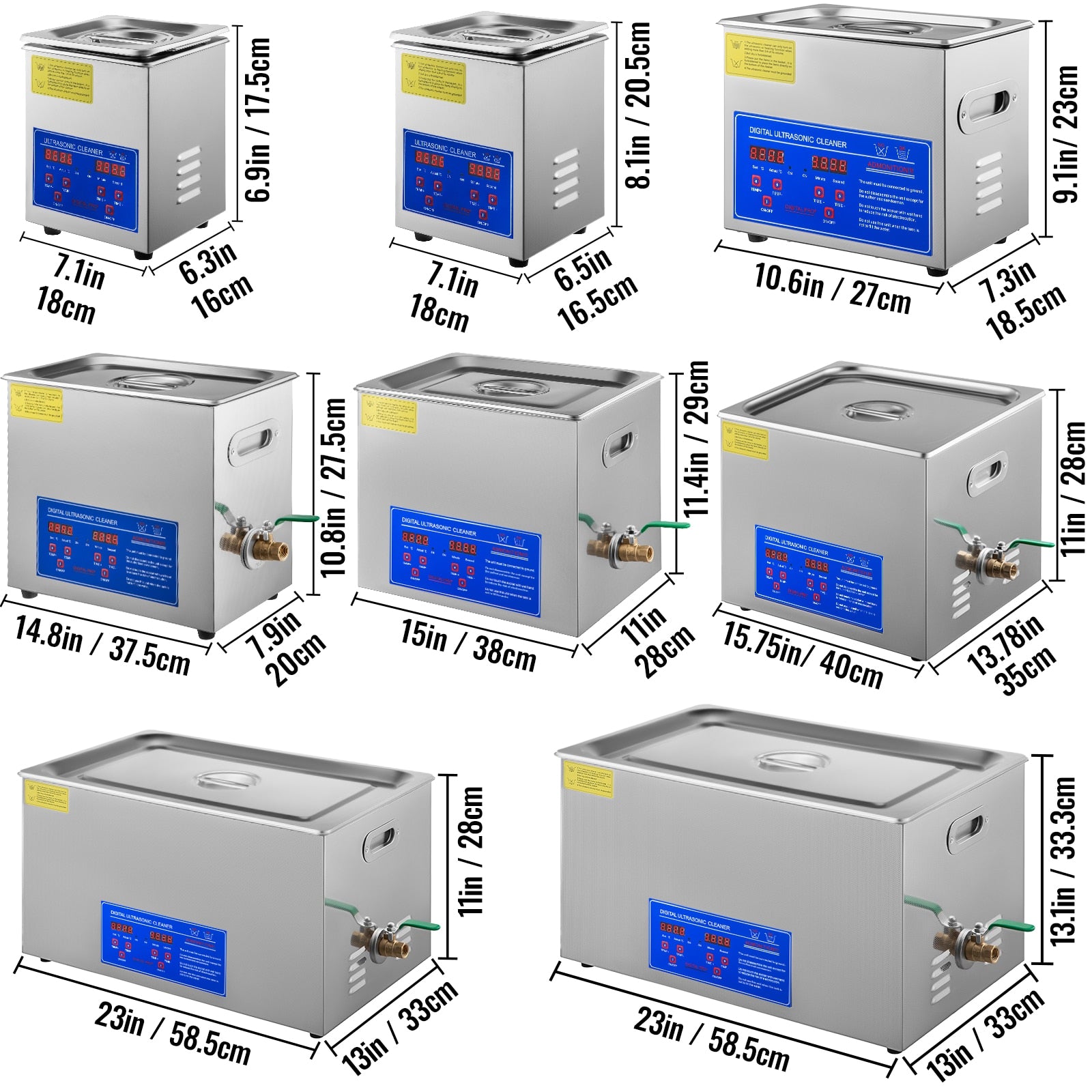 VEVOR 1.3L 2L 3L 6L 10L 15L 22L 30L Ultrasonic Cleaner Lave-Dishes Portable Was image 13