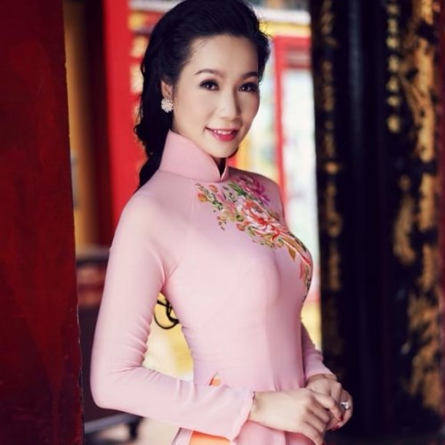 Pink Print Slit Women Aodai Vietnam Clothing Cheongsam Aodai Vietnam Dress Viet image 2