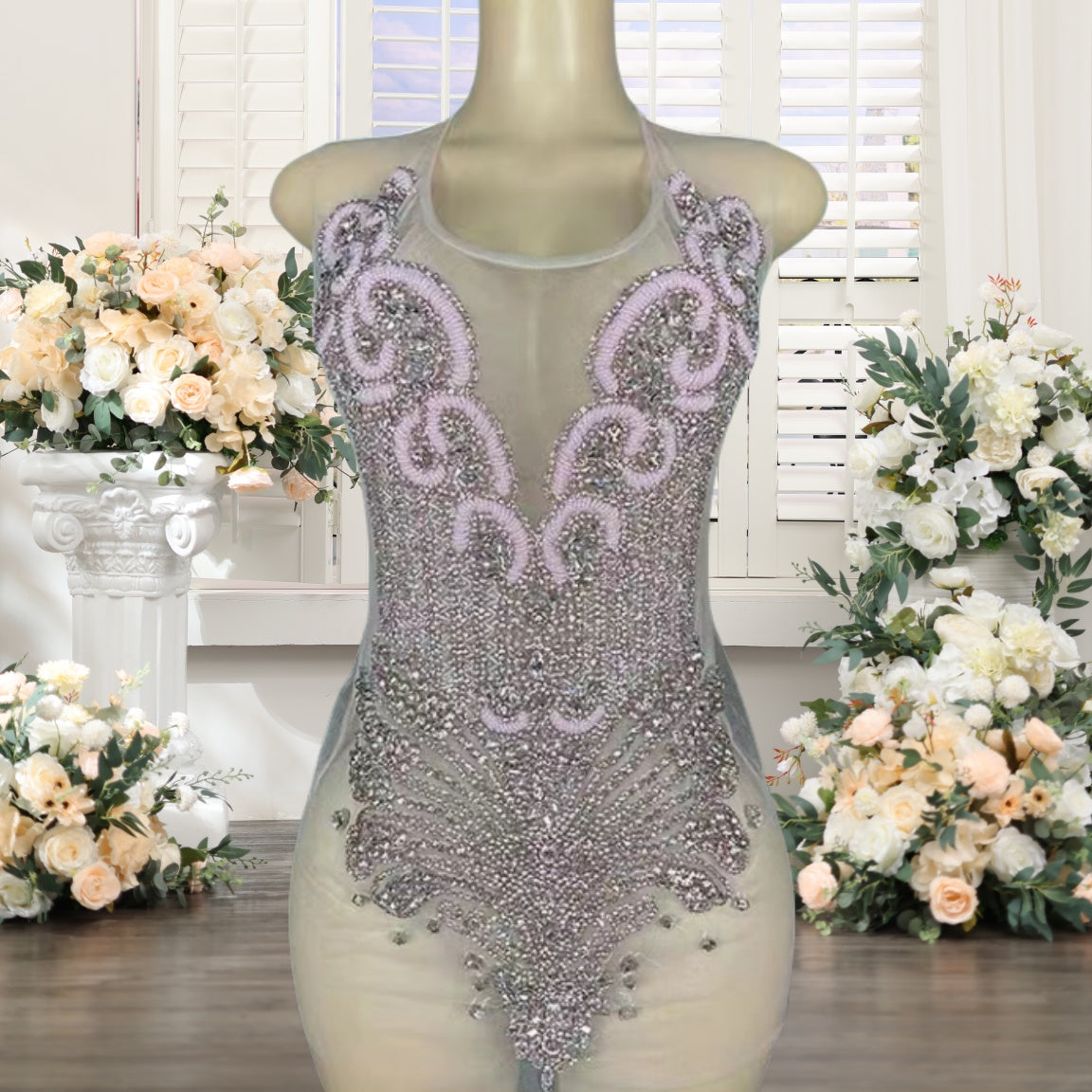 Crystal Beading Sheath Homecoming Dresses Short for Girls 2025 Crew Neckline Di image 0