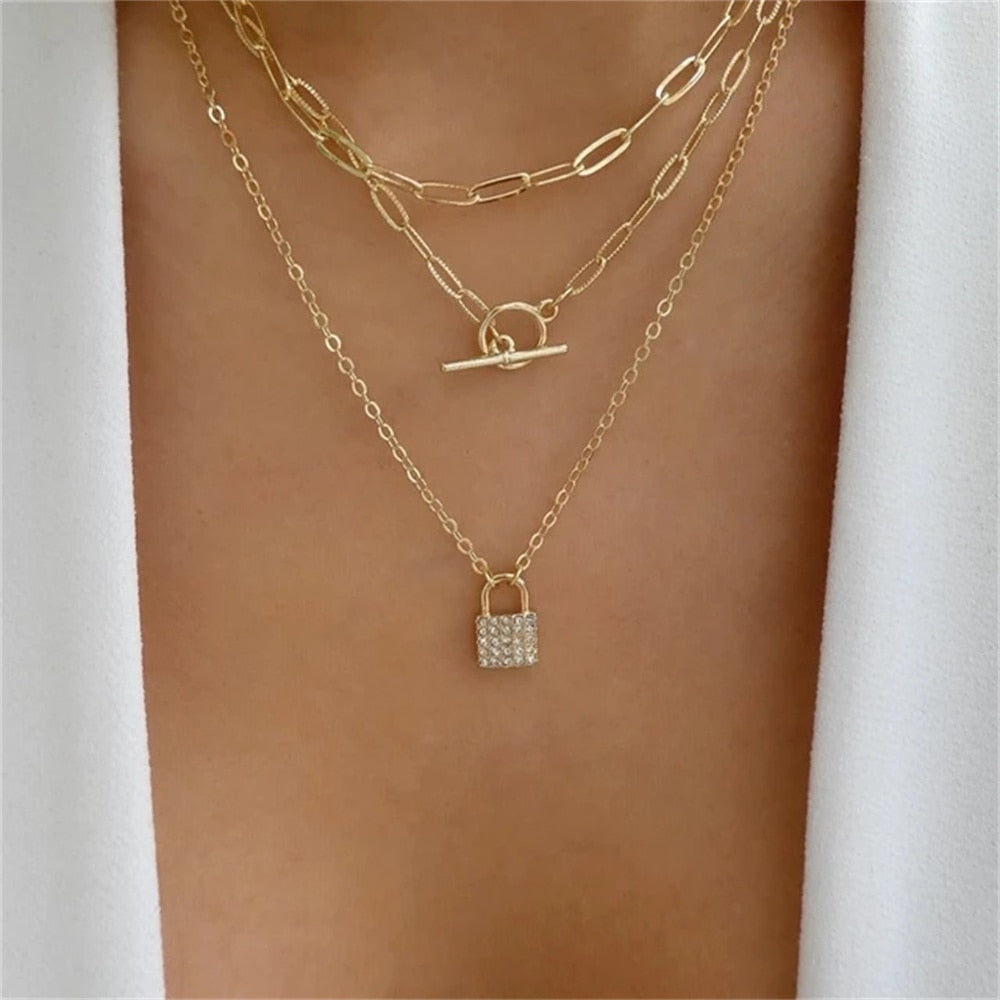 Bls-miracle Fashion Gold Color Heart-Shaped Necklace For Women Trendy Multi-Lay image 29