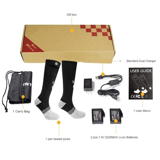 SNOW DEER Winter Heated Sock Rechargeable Battery Stocking Women Electric Heati image 0