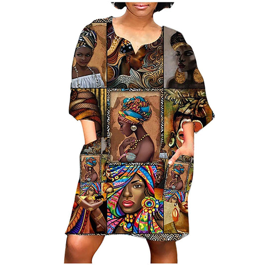African Dresses for Women Dashiki Print 2020 News Tribal Ethnic Fashion V-neck image 0