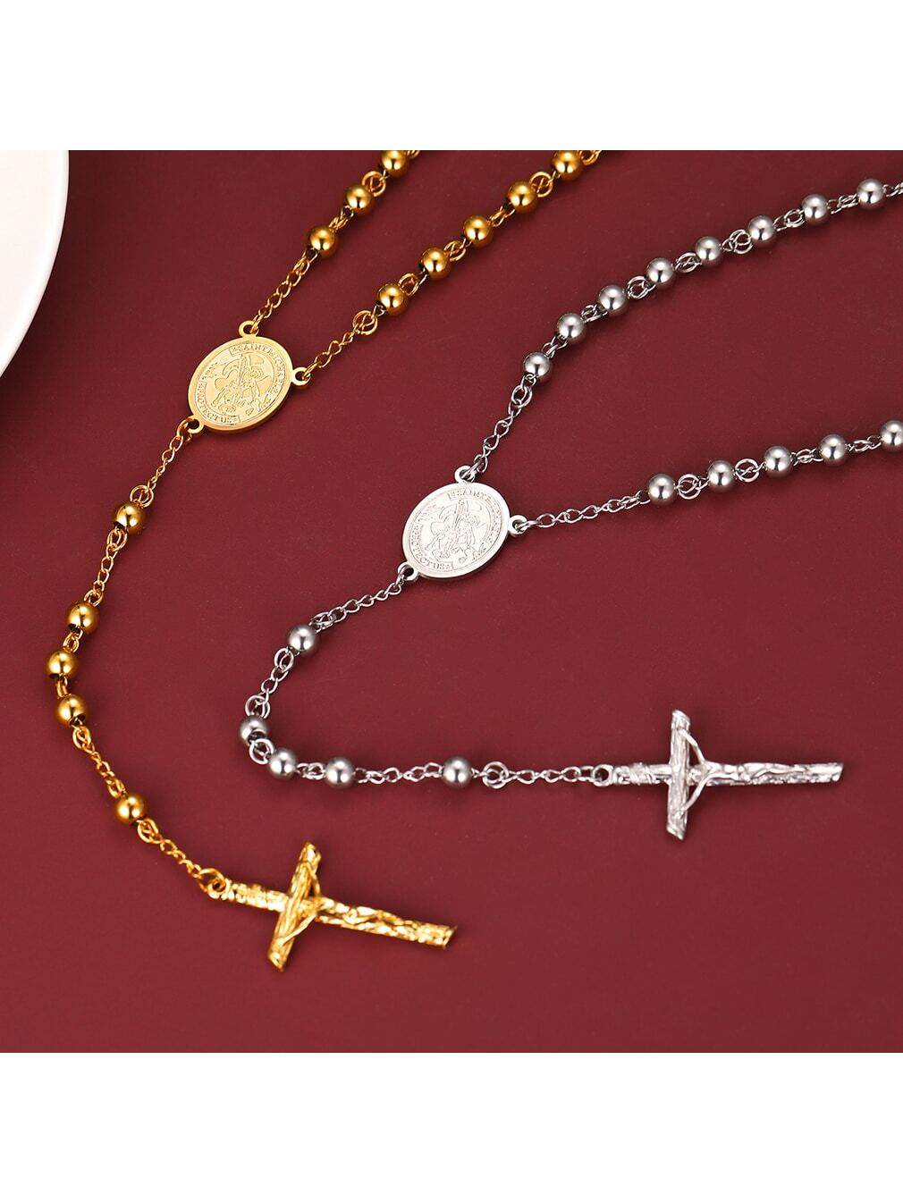 FaithHeart Women Christian Cross Pendant Necklace,Stainless Steel/Black/Gold Pr image 20