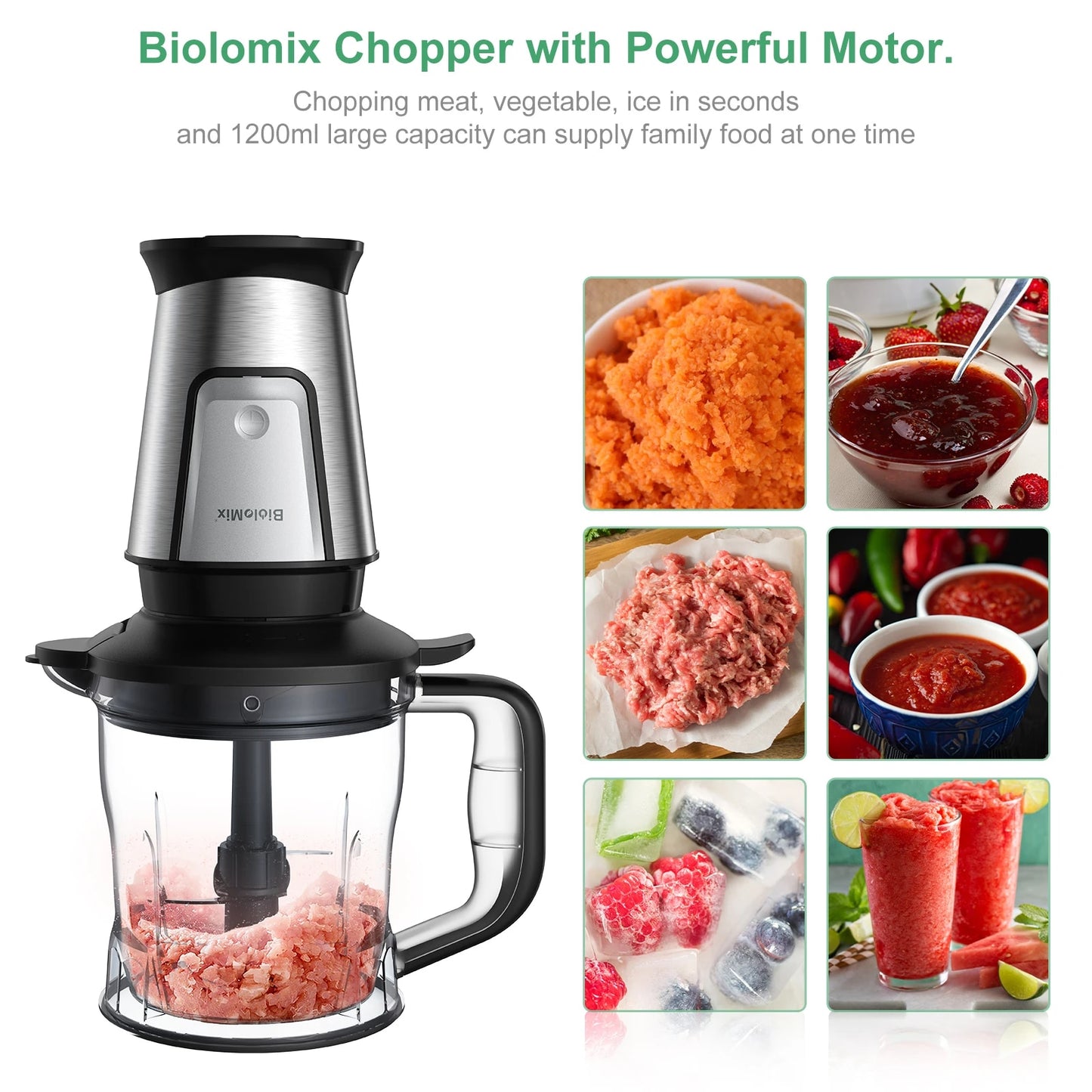 BioloMix 3-in-1 Multifunctional Food Processor 700W Portable Juicer Blender Per image 2