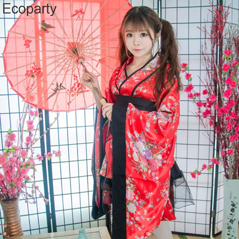 Women Japanese Kimono Set Fancy Girls Lolita Maid Dress Halloween Stage Sh image 6