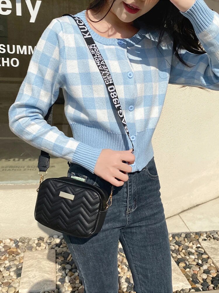 Wave Embroidery Square Bag Shoulder Strap With Printed Large Capacity Shoulder image 5