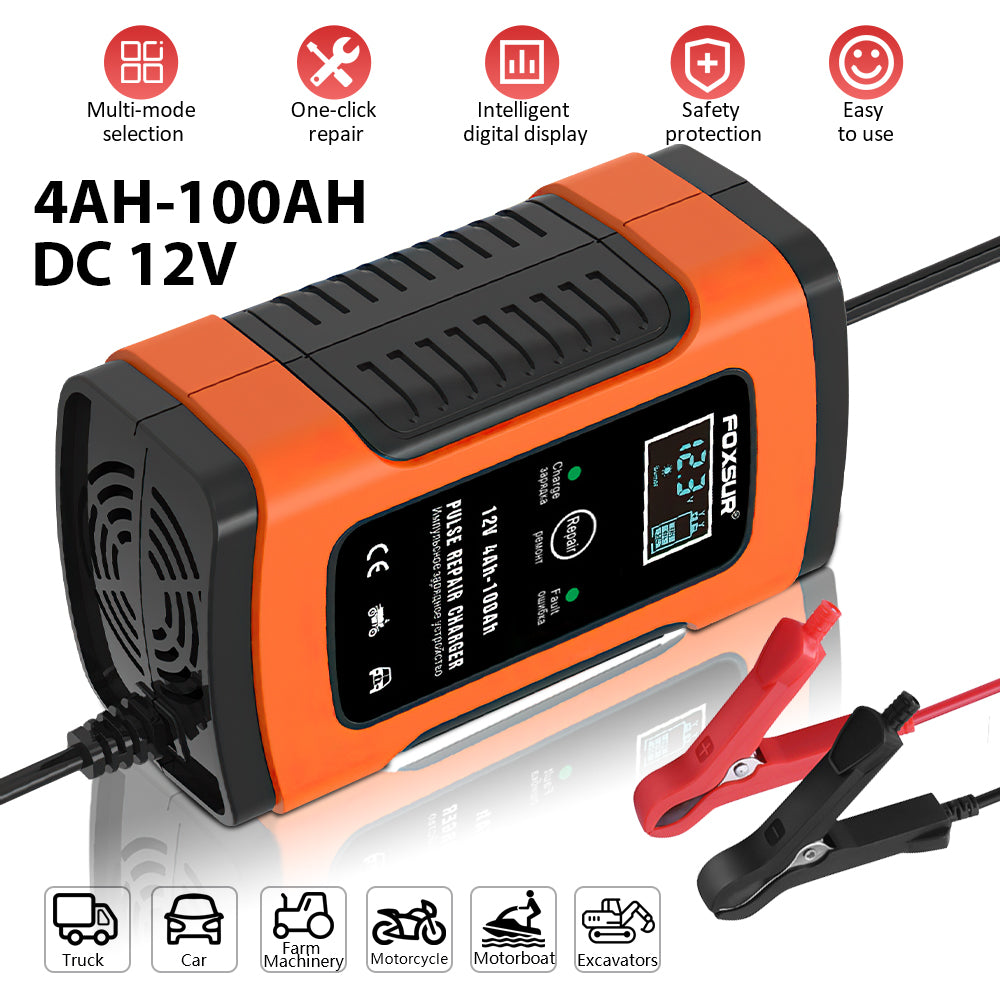 Automatic Smart Car Motorcycle Battery Charger Liquid Display Screen 12V 6A Aut image 3