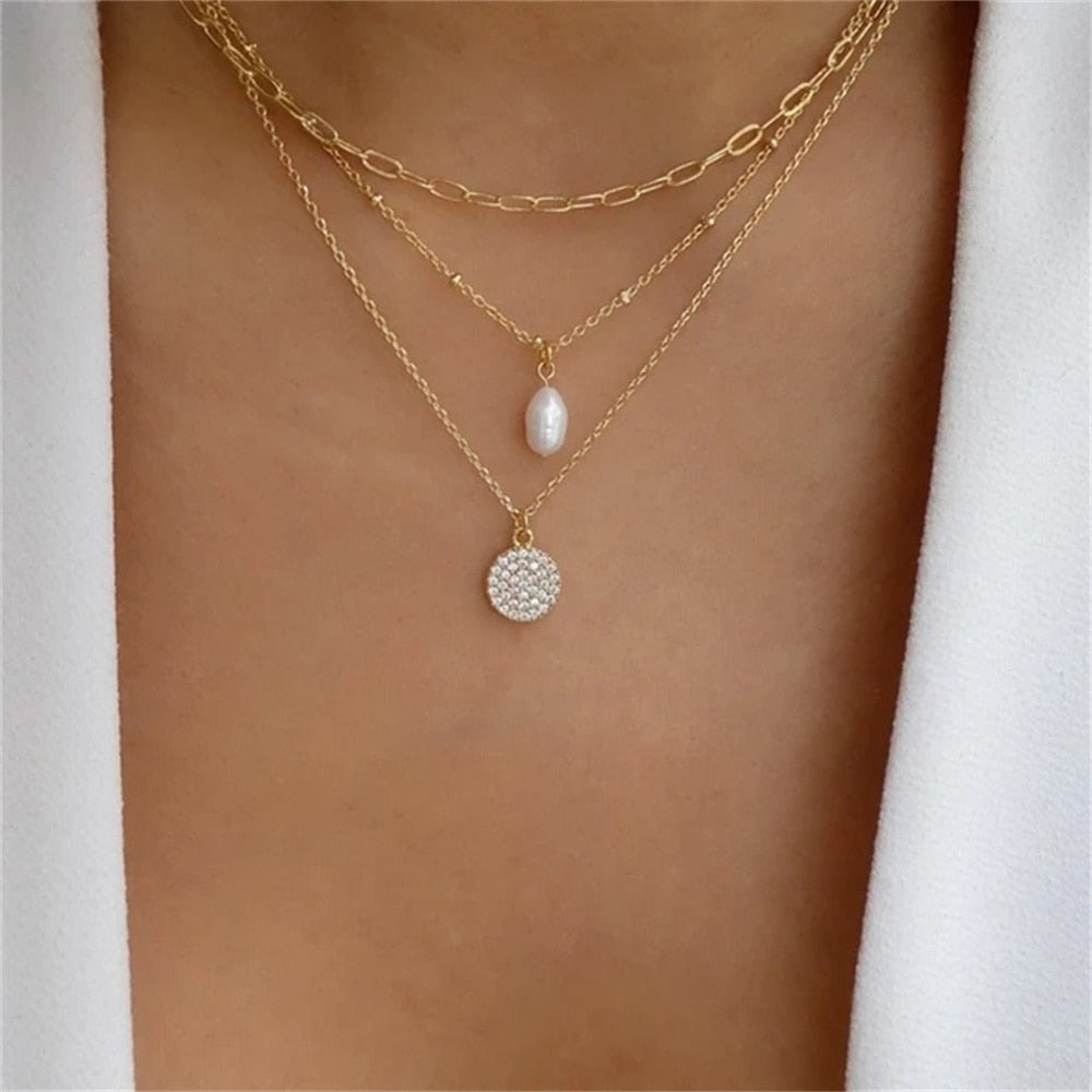 Bls-miracle Fashion Gold Color Heart-Shaped Necklace For Women Trendy Multi-Lay image 19