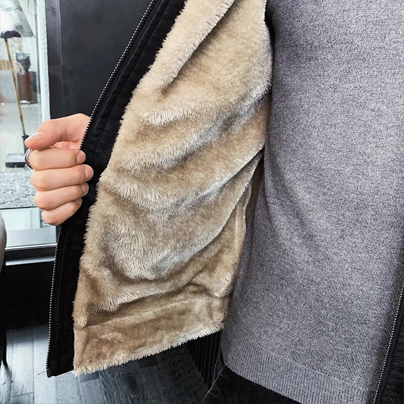 Winter Bomber Jackets Leather and Fur collar Jackets And Coats male New Fashion image 5