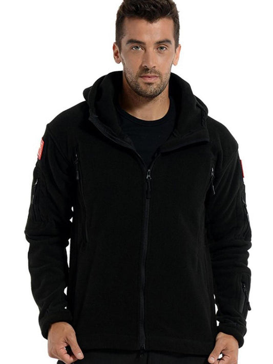 Men's Outdoor Fleece Lined Jacket Windproof Thermal Coat Lightweight Breathable image 0
