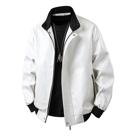 Men Fashion Trend Autumn Winter Outdoor Highquality Imitation Leather Jacket Co image 0