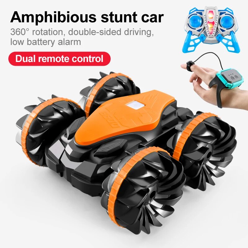 Newest High-tech Remote Control Car 2.4G Amphibious Stunt RC Car Double-sided T image 6