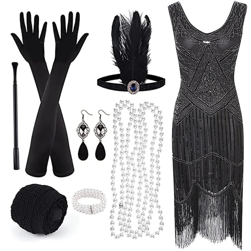 Retro 20s 1920s Flapper Dress Outfits Flapper Headband The Great Gatsby Women's image 4