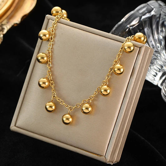 EILIECK 316L Stainless Steel Gold Color Hollow Ball Beads Pendant Necklace For image 0