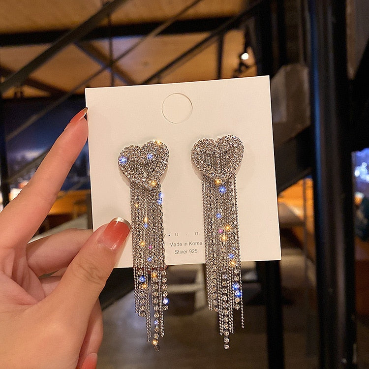 Zircon Wheat Tassel Pendant Gold Color U-shaped Earrings for Women 2023 New Fas image 31