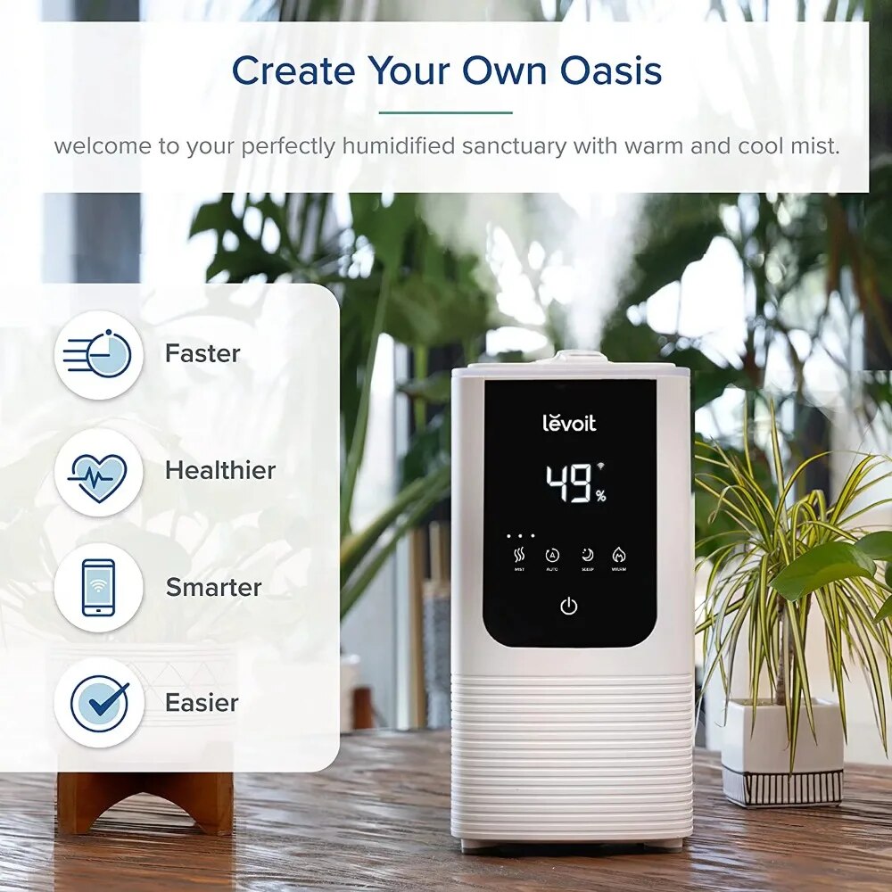 Levoit 4.5 L Smart Cool Warm Mist Humidifiers Ultra-Quiet with Aromatherapy Bed image 5