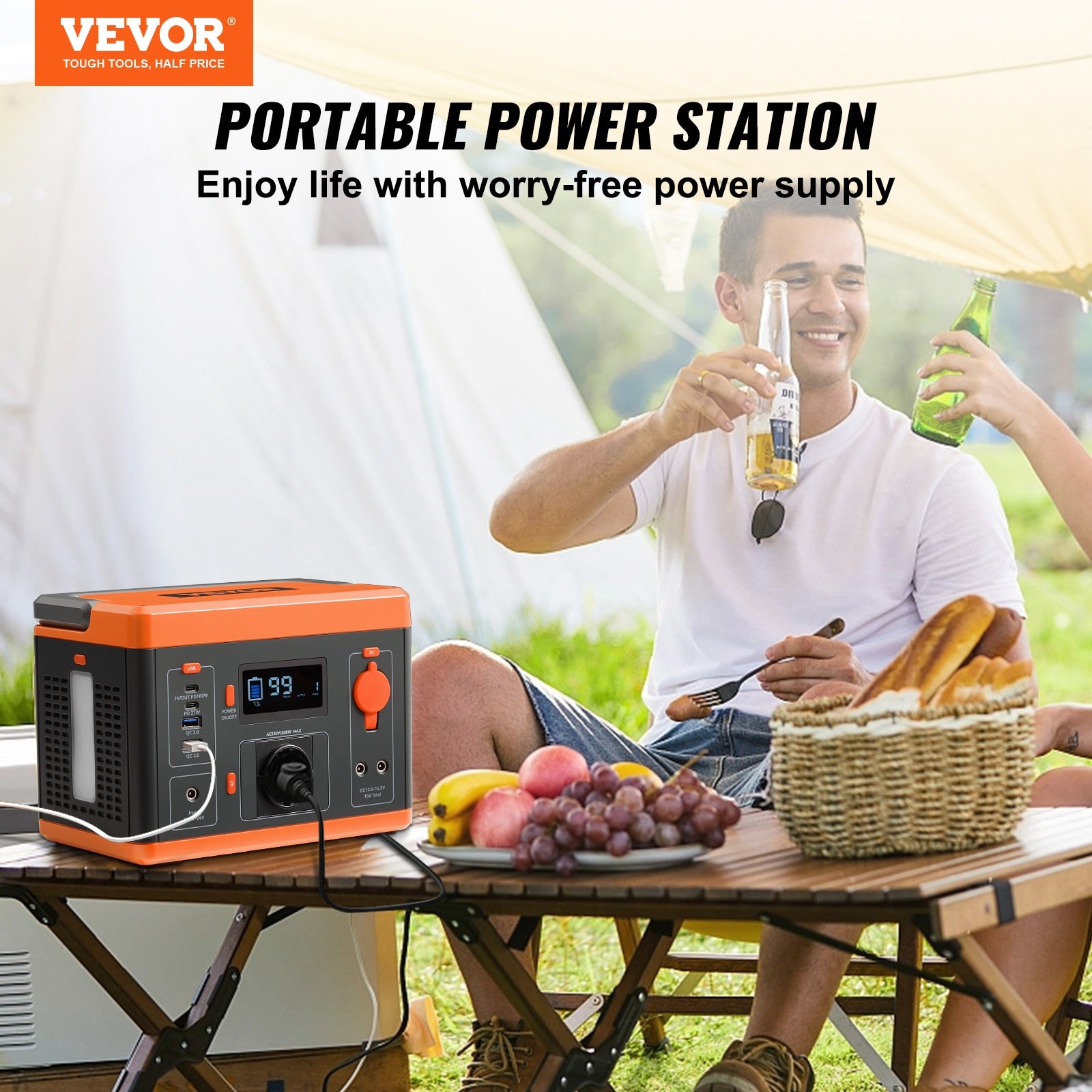 VEVOR Portable Power Station Solar Generator 296Wh 300W Pure Sine Wave Lithium image 1
