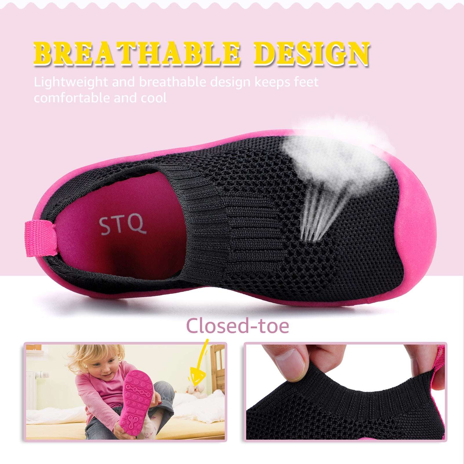 STQ Toddler Boys Girls Sneakers for Kids Lightweight Tennis Walking Sock Shoes image 7