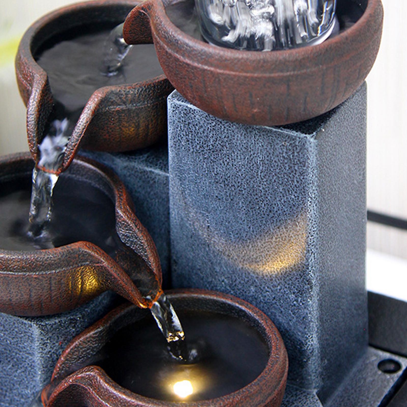 Indoor Waterfall Fountain Desk Decor Tabletop Fountain Illuminated for Living R image 4
