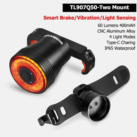 ROCKBROS Bicycle Rear Light 5 Light Modes Colorful Lamp Bike Tail Light Aluminu image 0
