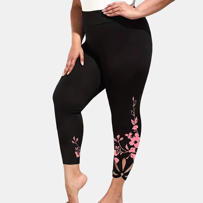 plus size Women's Yoga leggings cut out abdominal hip lifting high waist fitnes image 3