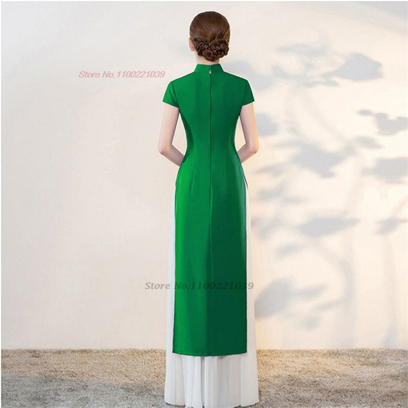 2024 vietnam aodai dress traditional chinese vintage qipao dress national flowe image 3